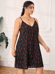 Dreamara Đầm Plus Size Hoa Giải trí - màu đen - Xem 3