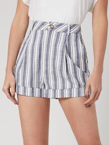 SHEIN Shorts de pierna recta de lino - Multicolor - Ver 5