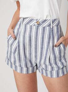 SHEIN Shorts de pierna recta de lino - Multicolor - Ver 8