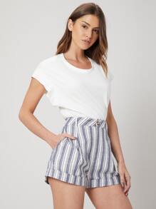 SHEIN Shorts de pierna recta de lino - Multicolor - Ver 11
