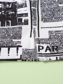 SHEIN Girls Newspaper Print Skirt - Black and White - View 3