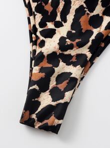 Leopard Print Crisscross Halter Bikini, For Summer Beach Vacation - Multicolor - View 4