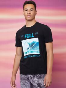 Manfinity Men Figure & Slogan Graphic Tee - Black - View 5