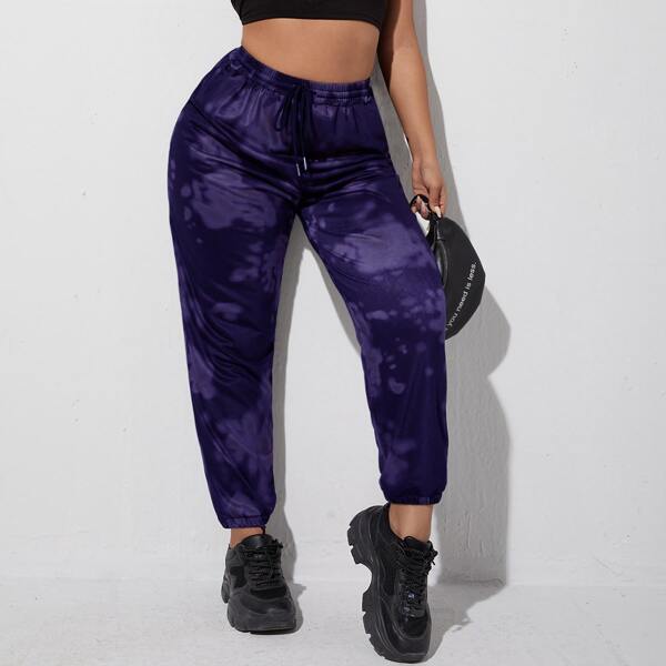 

Plus Graphic Print Drawstring Waist Sweatpants, Multicolor