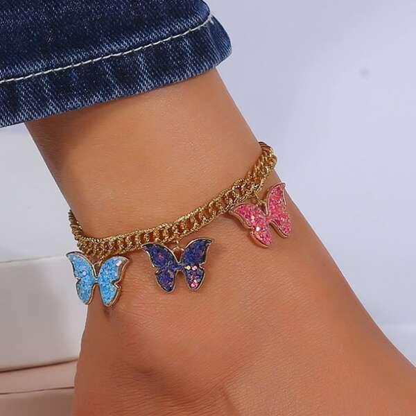 

Butterfly Charm Anklet, Gold