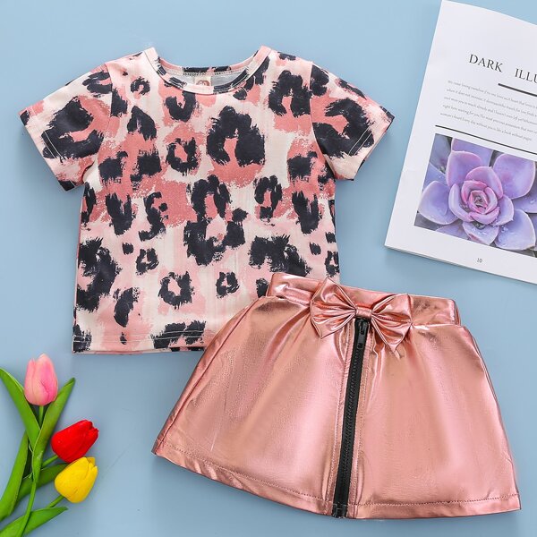 

Baby Girl Graphic Tee & Zip Up Bow Skirt, Multicolor