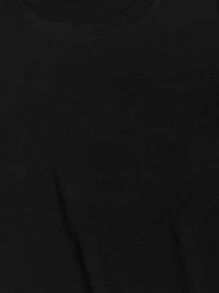 Manfinity Homme Men Curved Hem Basic Plain Short Sleeve Tee, For Going Out - Black - View 3