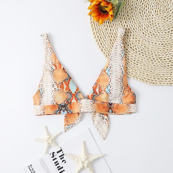 

Snakeskin Print Bikini Top, Multicolor