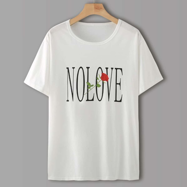 

Men Flower And Letter Graphic Tee, White