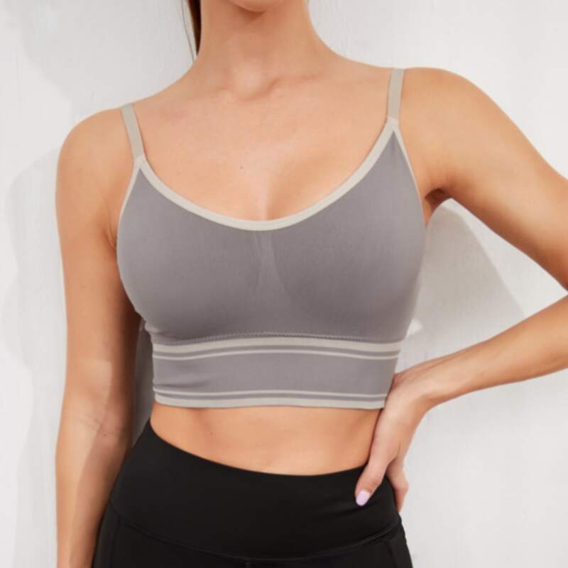 

Seamless Contrast Binding Sports Bra, Grey