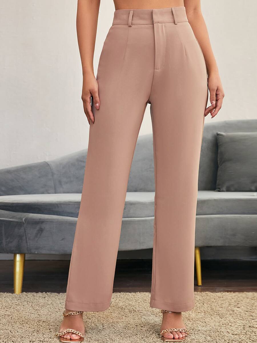 SHEIN BAE Solid High Rise Tailored Pants - Dusty Pink - View 1