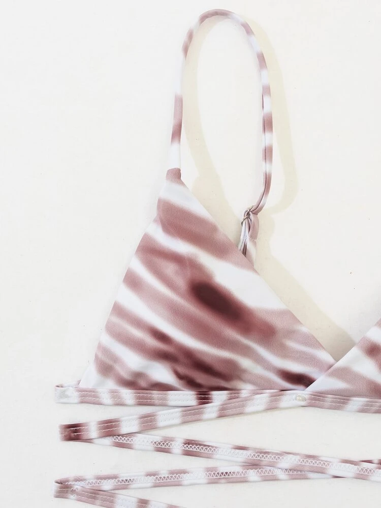 Set di bikini incrociati a 3 pacchi e gonna da spiaggia - Multicolore - Visualizzare 3