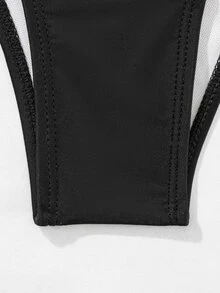 Paisley Print Bandeau Bikini Summer Beach - Black - View 5