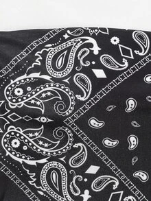 Paisley Print Bandeau Bikini Summer Beach - Black - View 6