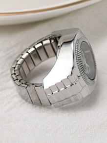 1pc 12 Numeric Characters Designed Women's Ins Style Quartz Ring Watch As A Gift For Students Returning To School - Silver - View 5