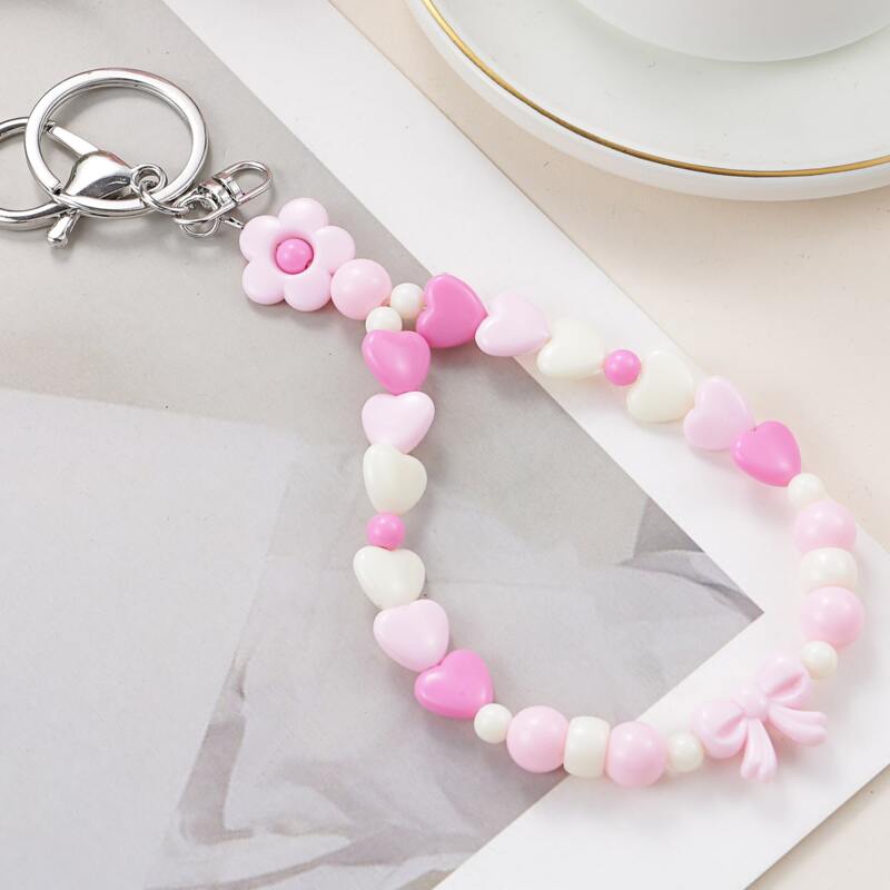 

Heart & Flower Decor Keychain, Multicolor