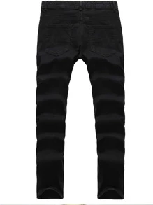 Manfinity Homme Hombres Jeans ajustados con bolsillo oblicuo - Negro - Ver 2