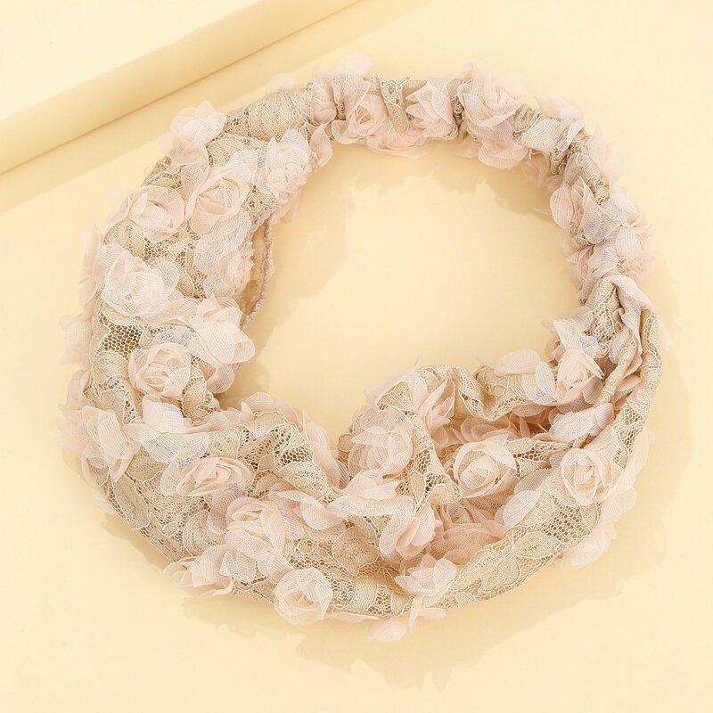 

Lace Flower Decor Hair Band, Beige