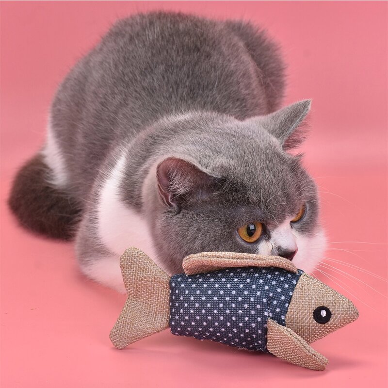 

1pc Fish Shaped Cat Teaser Toy, Blue