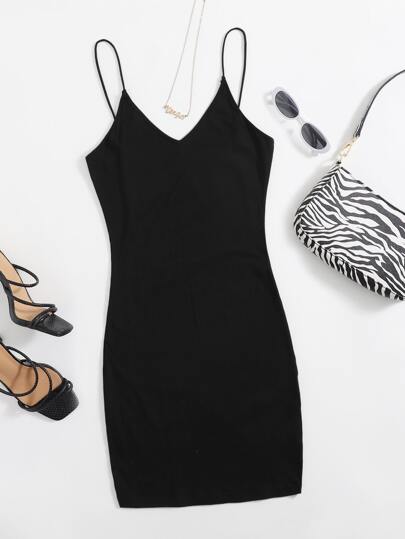 SHEIN Solid Color Bodycon Dress