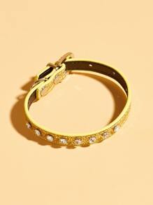 1pc Rhinestone Decorated Pet Collar, Suitable For Cats And Dogs, Can Be Worn Daily - Gold - View 2