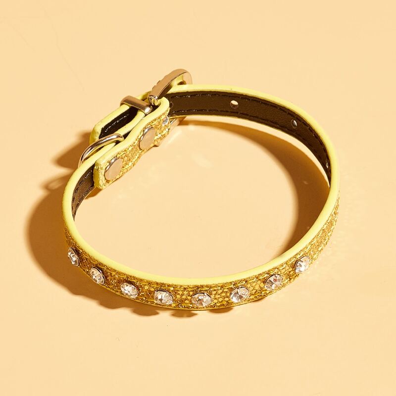

Rhinestone Decor Pet Collar, Gold