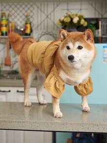 Vestido de mascota ribete fruncido - Amarillo - Ver 1