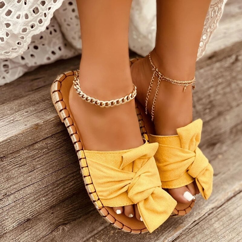 

Knot Band Slide Sandals, Yellow