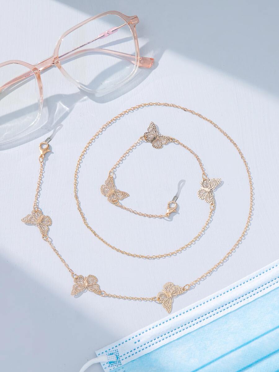 Party Butterfly Decor Glasses Chain Glasses Accessories For Women - Gold - View 1