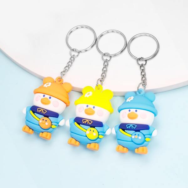 

3pcs Cartoon Keychain, Multicolor
