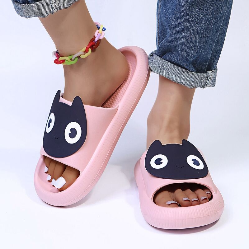 

Colorblock Cartoon Slides, Baby pink