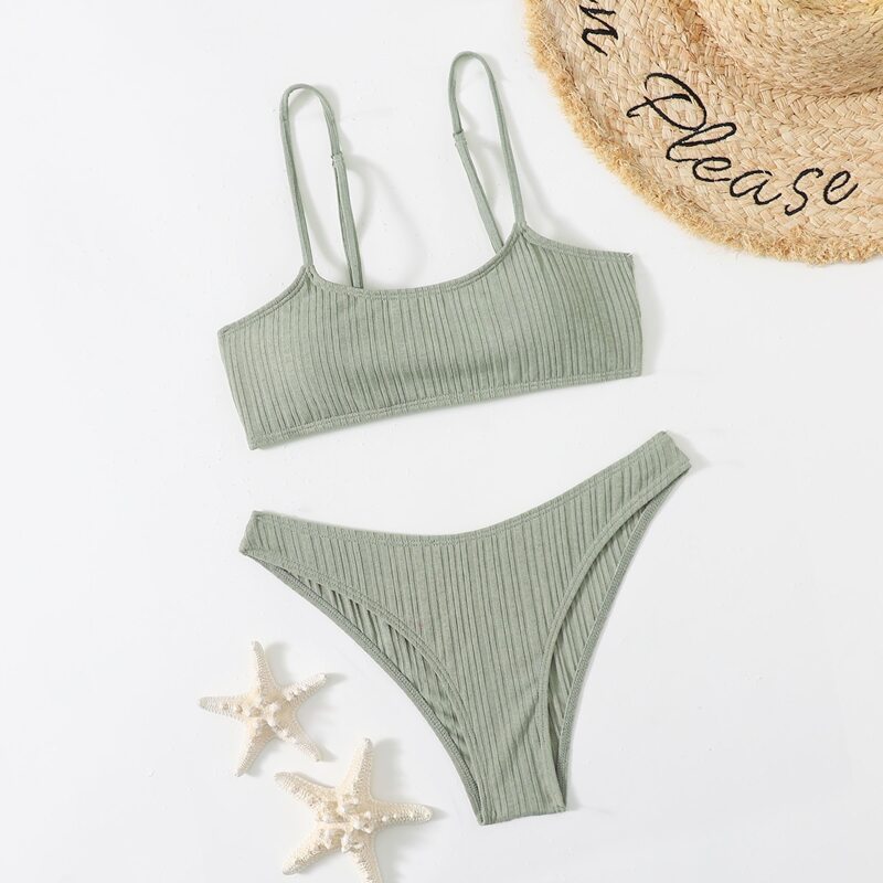 

Solid Bow Bikini Swimsuit, Mint green