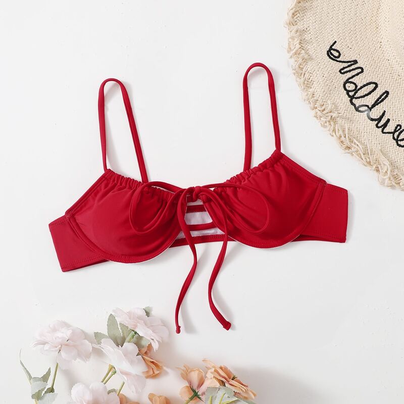 

Solid Bow Bikini Top, Burgundy