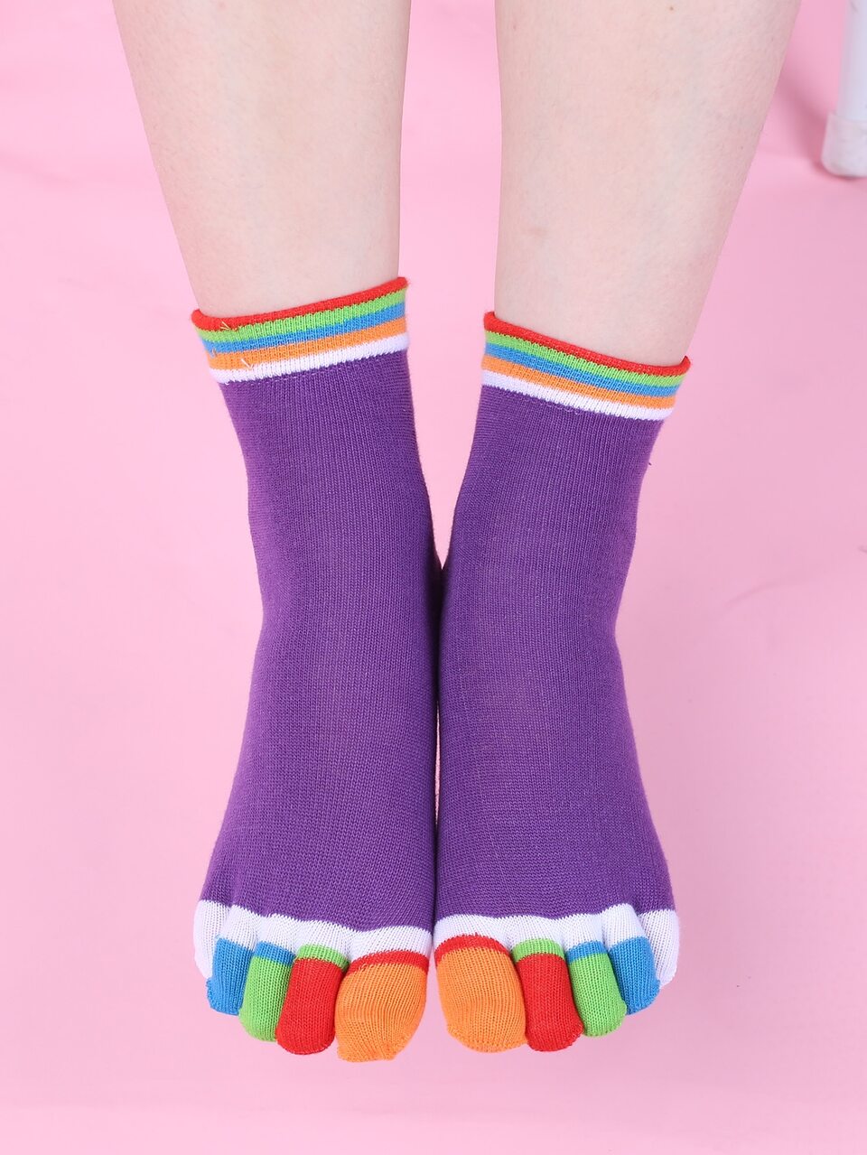 Women's Interesting Colorful Five Toes Yoga Socks Non-Slip Boat Socks, Fall