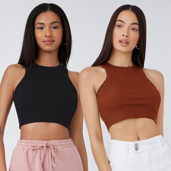 

2 Pack Crop Tank Top, Multicolor