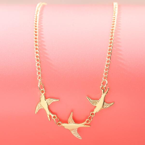 

Girls Bird Decor Necklace, Gold