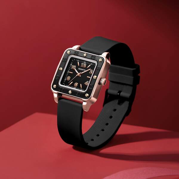 

Square Pointer Rubber Strap Quartz Watch