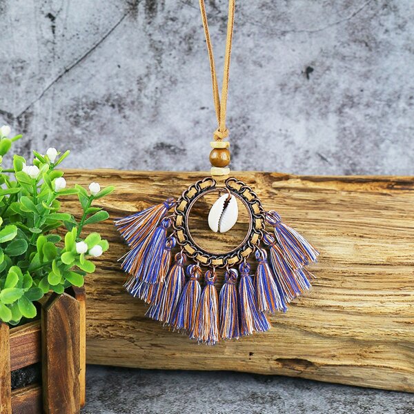 

Shell & Tassel Decor Necklace, Multicolor