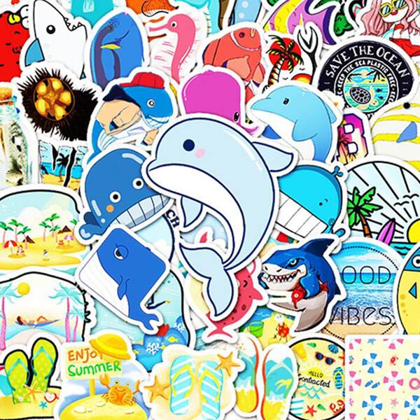 

50pcs Marine Life Pattern Sticker, Multicolor
