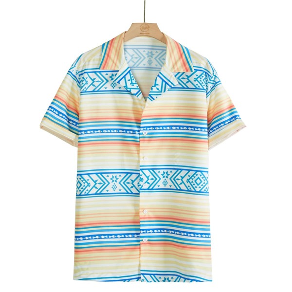 

Men Geo And Striped Print Shirt, Multicolor
