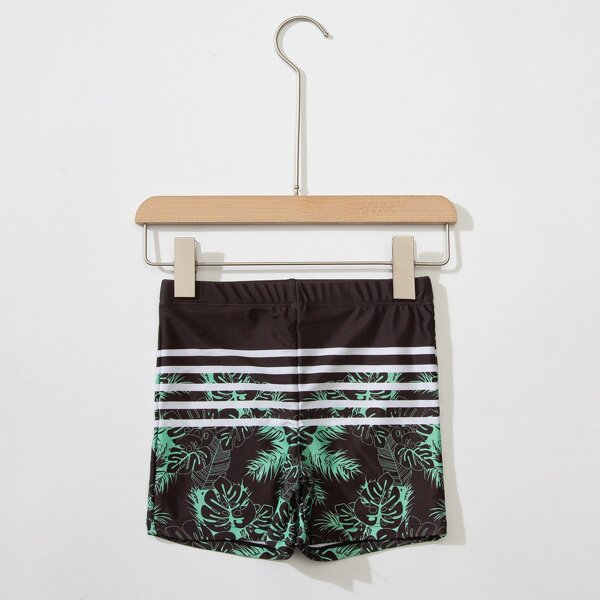 

Boys Tropical Random Print Beach Shorts, Black
