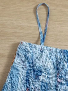 小女童紮染打褶吊帶上衣