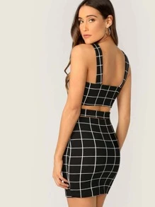 SHEIN Svart Criss Kors Pläd Sexig Tvådelad Outfit - Svart - Visa 2