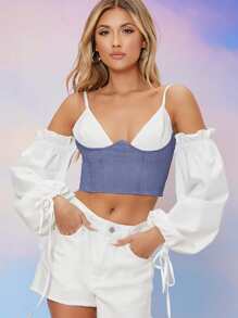 SHEIN VCAY Áo sơ mi Dây kéo Khối Màu Boho - Nhiều màu - Xem 4