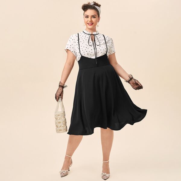 

Plus Solid Suspender Dress, Black