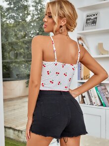 Áo hai dây Tương phản Mesh Chấm bi Boho - Nhiều màu - Xem 2