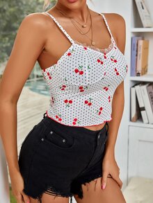 Áo hai dây Tương phản Mesh Chấm bi Boho - Nhiều màu - Xem 5