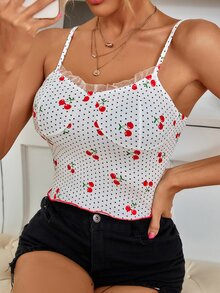 Áo hai dây Tương phản Mesh Chấm bi Boho - Nhiều màu - Xem 6