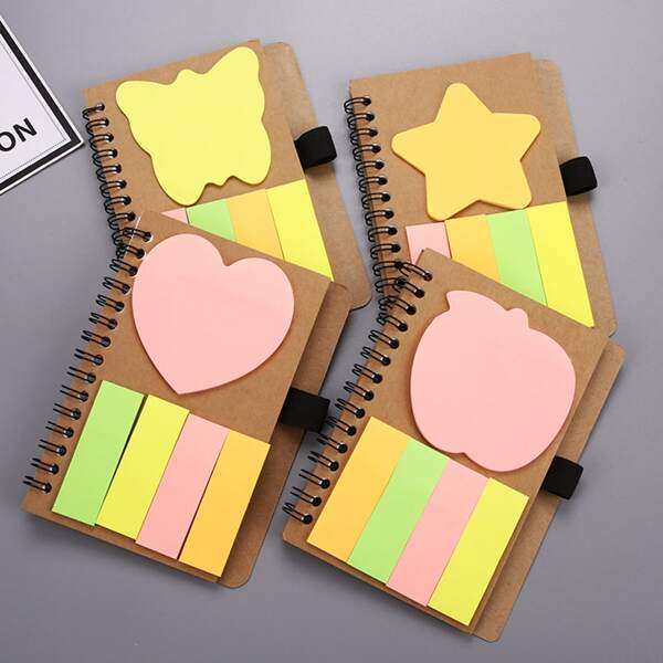 

1pc Random Spiral Notebook With Sticky Note, Multicolor