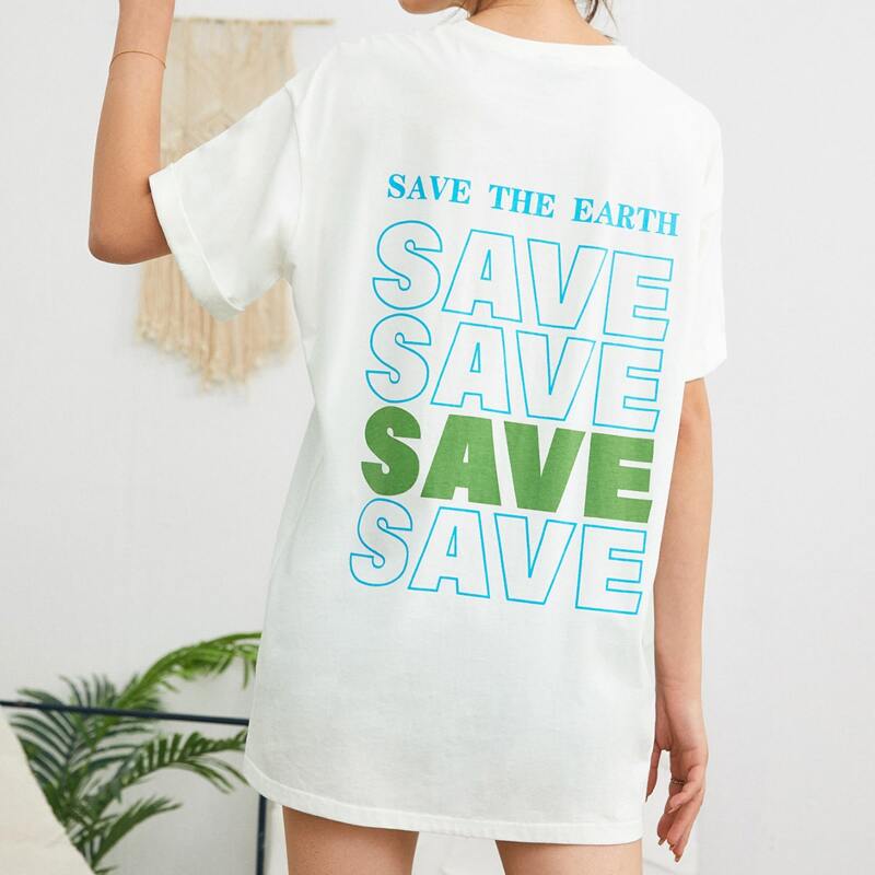 

Drop Shoulder Letter Graphic Tee, White